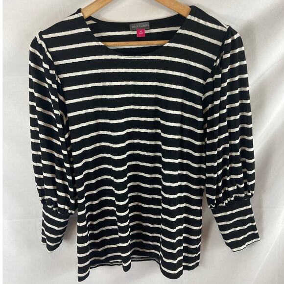 Vince Camuto Puff Shoulder Knit Stripe Top Size medium - Picture 2 of 6